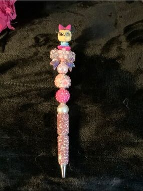 Pink Beaded Minnie Mouse Glitter Pen